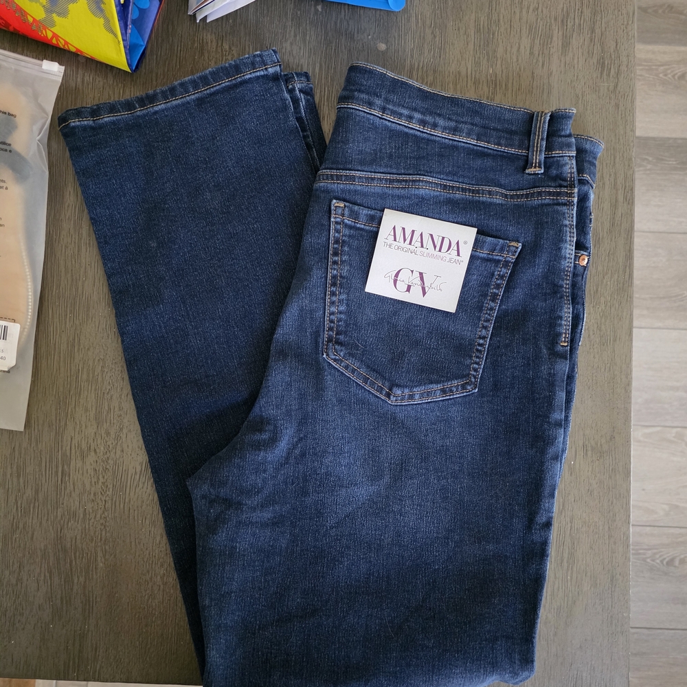 Gloria Vanderbilt Amanda Straight Leg Jeans - Deep Indigo Size 14p